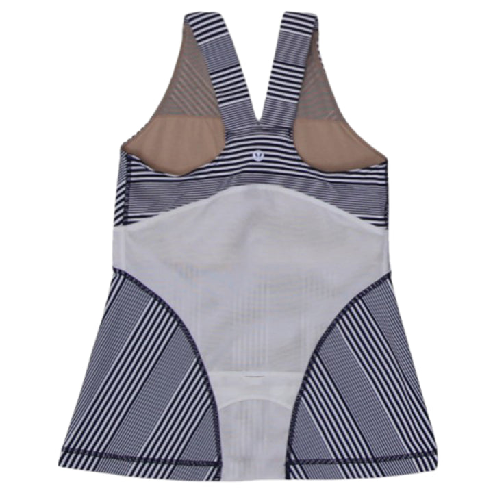 Ladies Lululemon White Striped Tank Tops