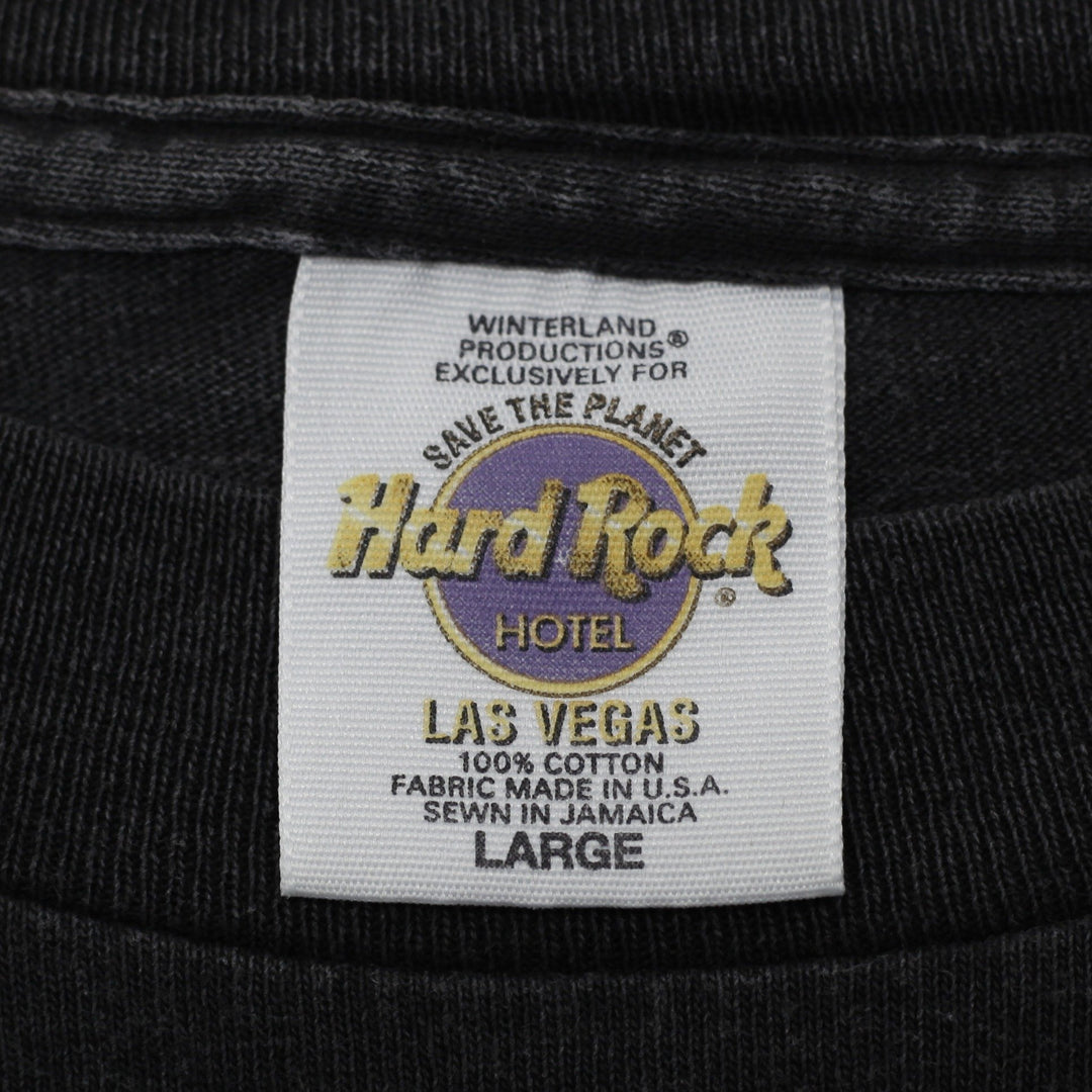 Vintage 90s Hard Rock Hotel Las Vegas Save The Planet T-Shirt Large Black Winterland USA