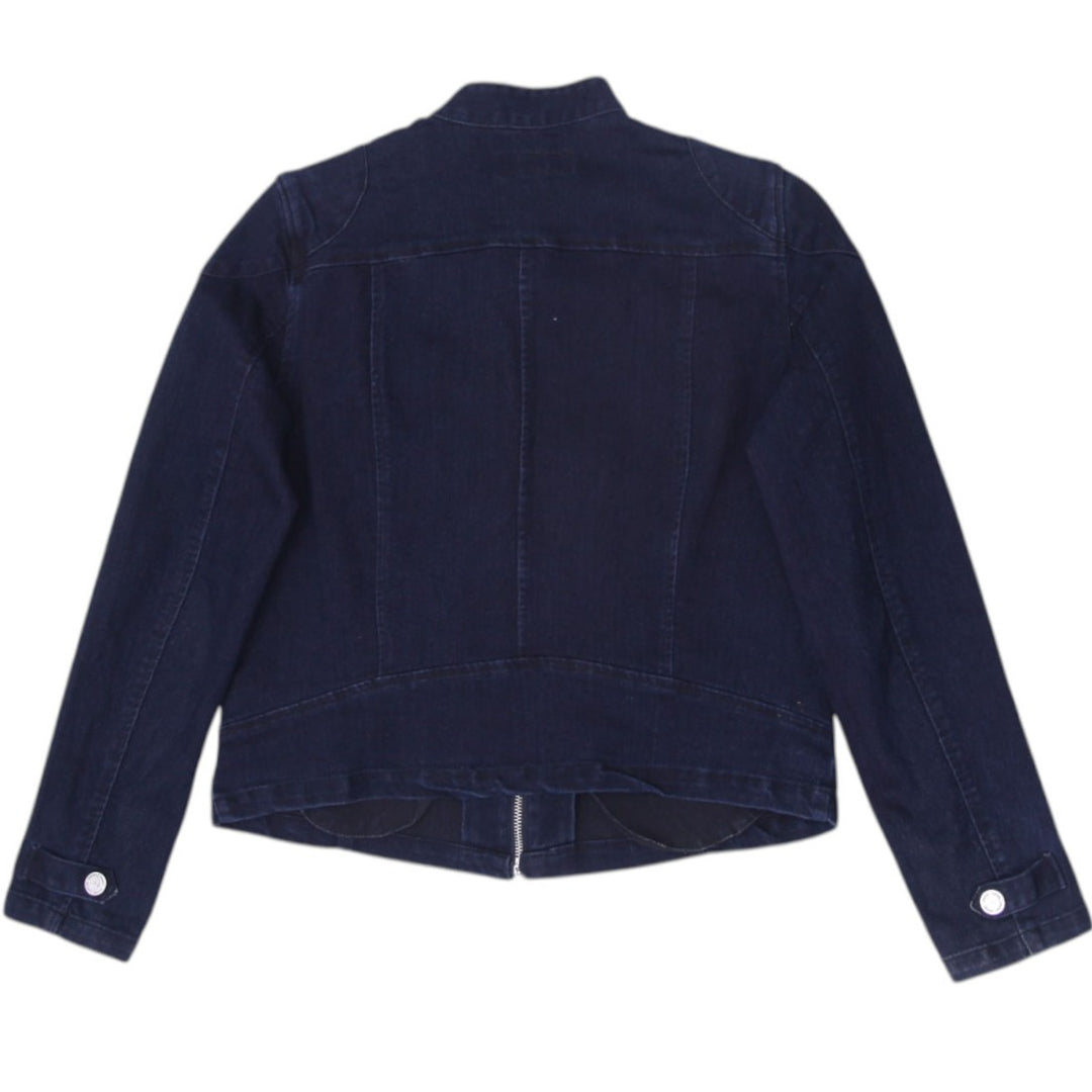 Ladies Ralph Lauren Navy Zip Up Denim Trucker Jacket L | Migration_Jackets - Side View | Fashion Rerun