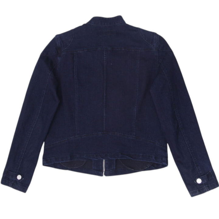 Ladies Ralph Lauren Navy Zip Up Denim Trucker Jacket L | Migration_Jackets - Side View | Fashion Rerun