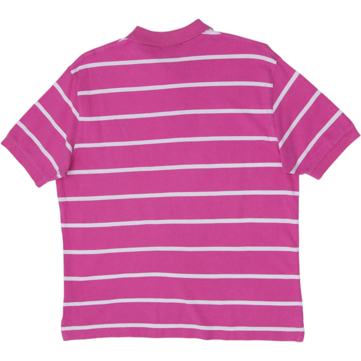Vintage Mens Polo Ralph Lauren Magenta Pink White Striped Polo T-Shirt Size L