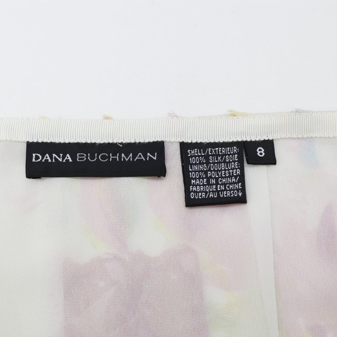 Y2K Ladies Dana Buchman Stitched Pleat Silk Chiffon Midi Skirt Size 8