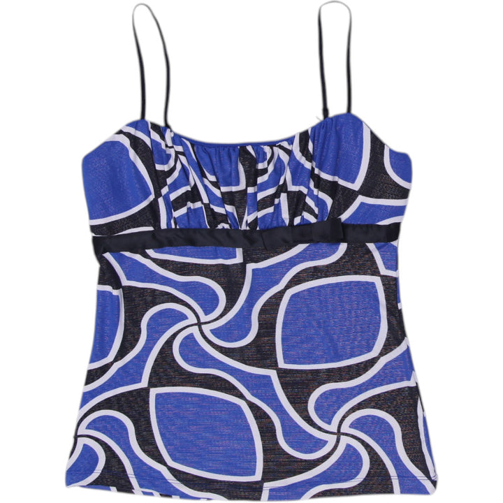 Y2K Ladies Candies Camisole Blue Abstract Pattern Spaghetti Strap