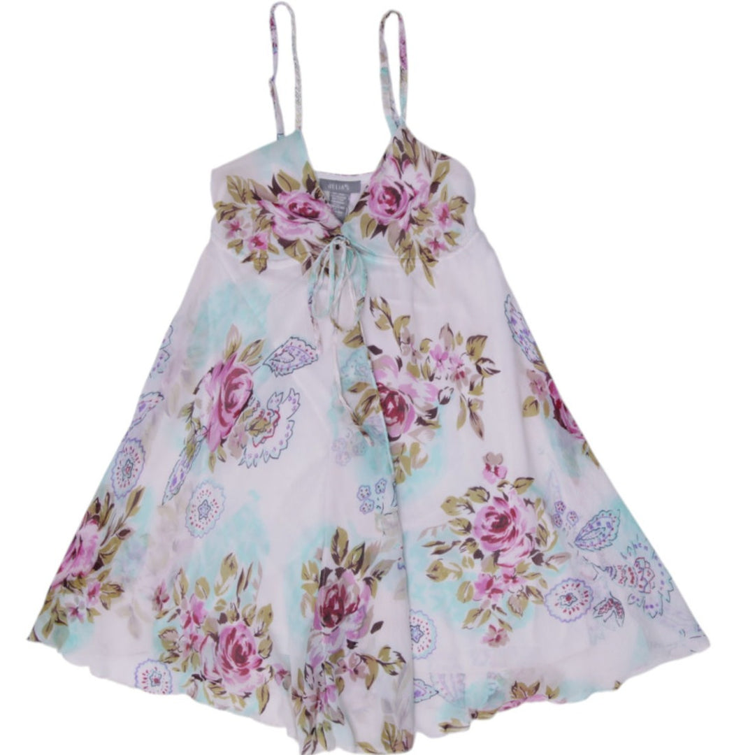 Y2K Ladies Delias Paisley Print Empire Waist Mini Dress White Size 1