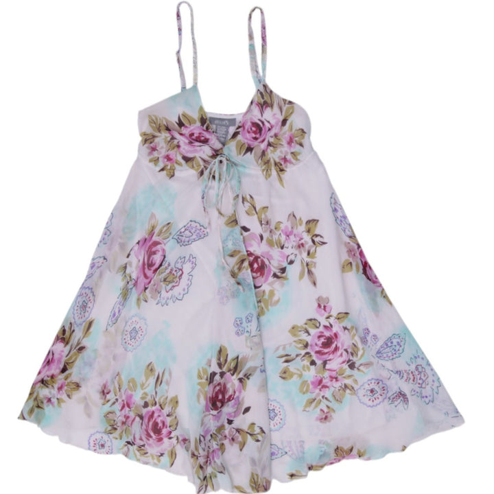 Y2K Ladies Delias Paisley Print Empire Waist Mini Dress White Size 1