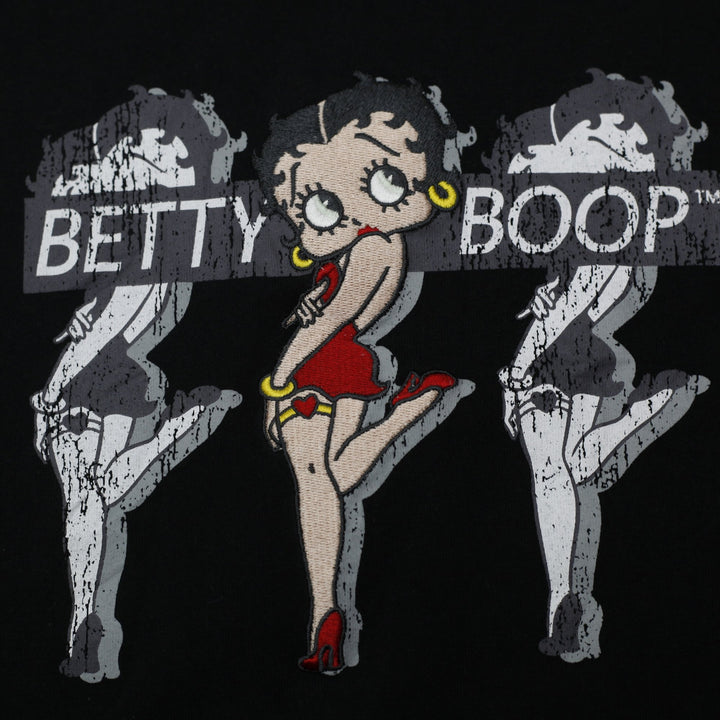 Mens Betty Boop Embroidered Long Sleeve T-Shirt Size L