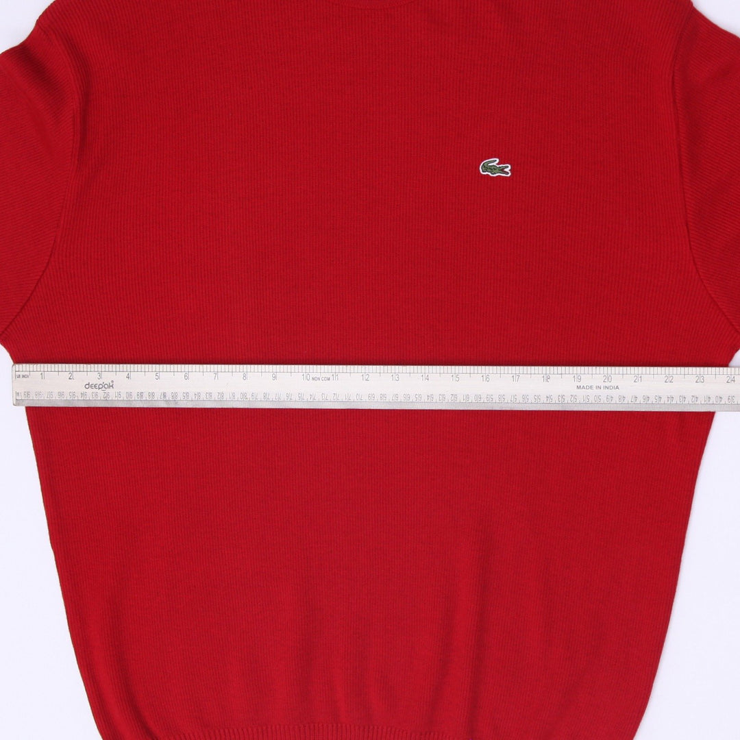 Mens Lacoste Crewneck Knit Sweater Red Embroidered Crocodile Logo