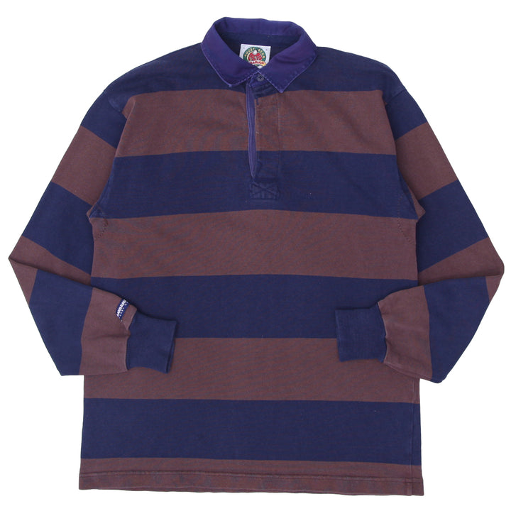 Vintage Barbarian Rugby Wear Stripe Rugby Shirt Size Large - Fashion Rerun Vintage Migration_T-Shirt