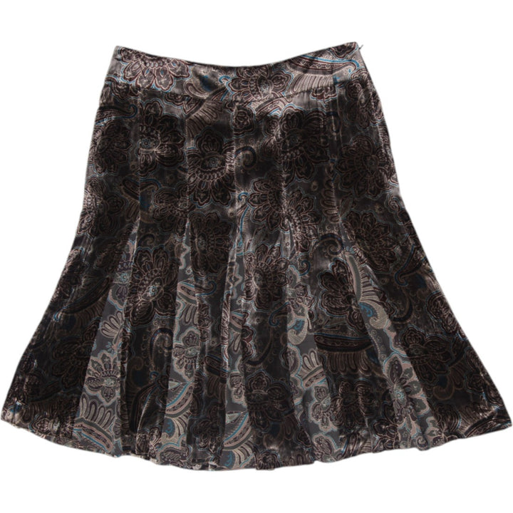 Y2K Ladies Ann Taylor Loft Paisley Silk-Blend Pleated Skirt Size 12