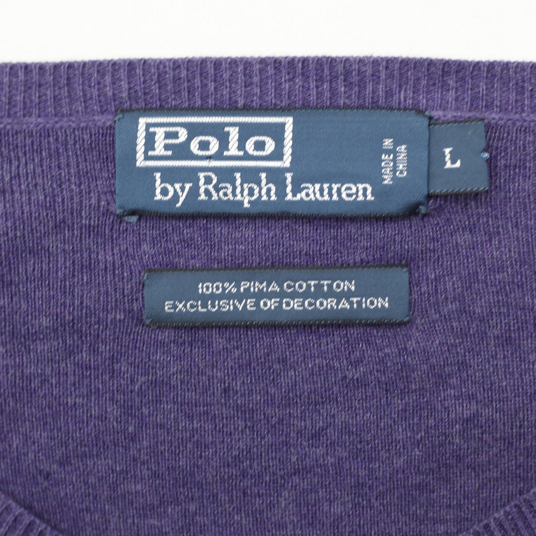 Mens Polo By Ralph Lauren Purple V-Neck Pima Cotton Knitwear Sweater | Migration_Knitwear & Sweaters RL Colle | Fashion Rerun