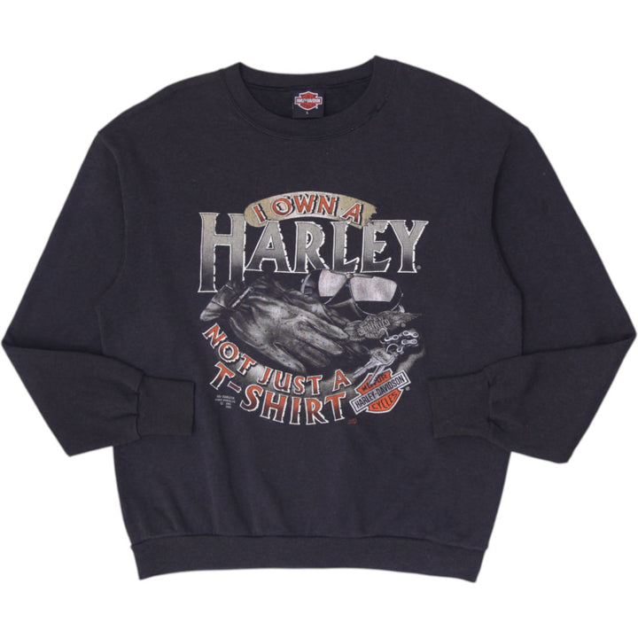 Vintage Mens Harley Davidson Sweatshirt Black Graphic Fleece 1991