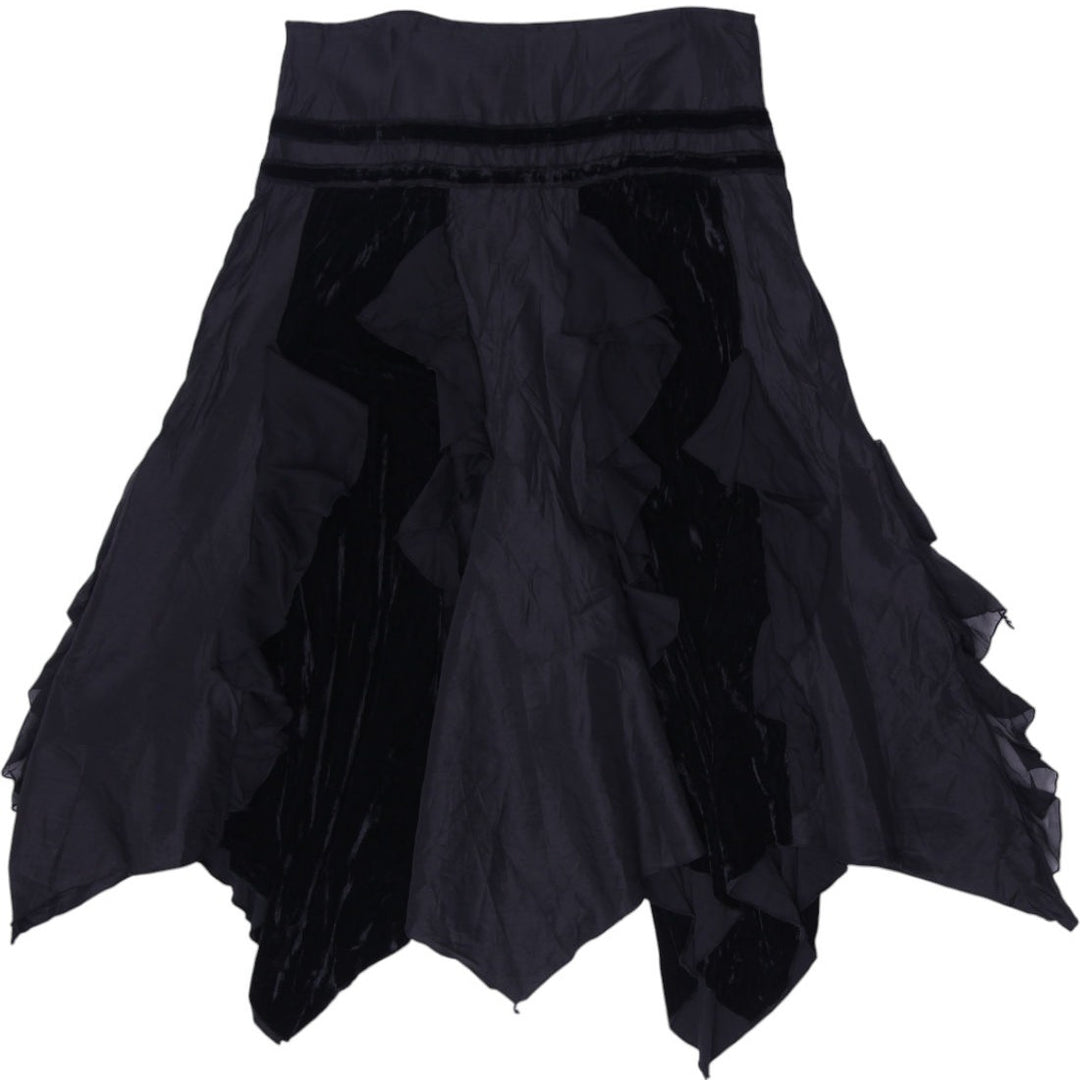 Y2K Ladies Ness Long Skirt Black Ruffle Layered Gothic Size L