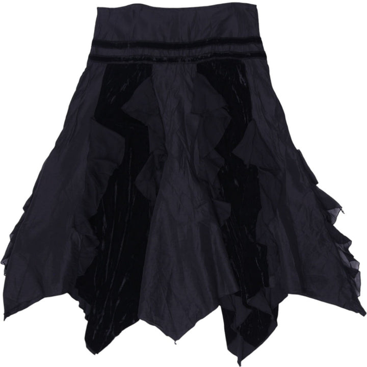 Y2K Ladies Ness Long Skirt Black Ruffle Layered Gothic Size L