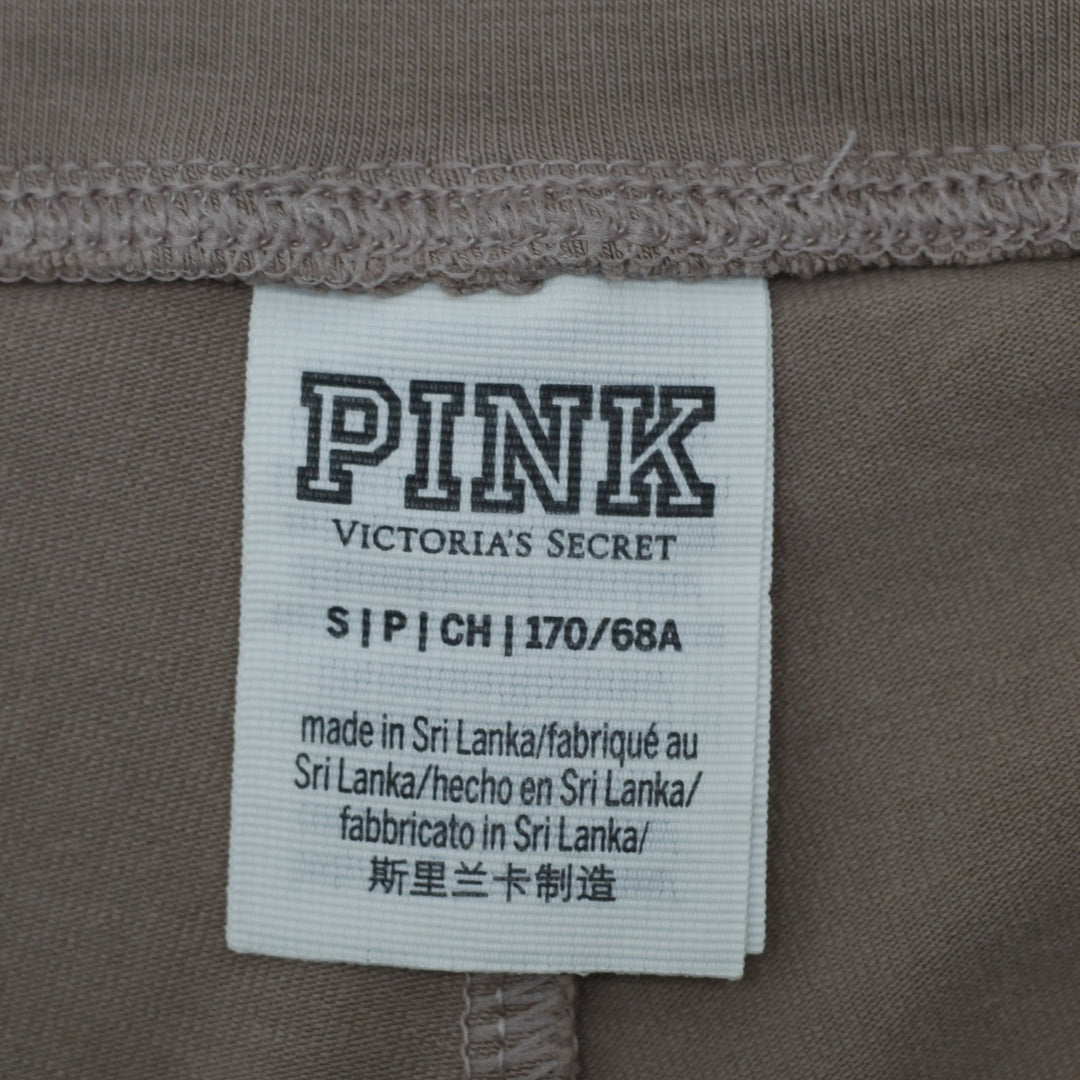 Ladies Pink Victoria's Secret High Waist Tight Shorts Mauve Taupe Washed Logo S