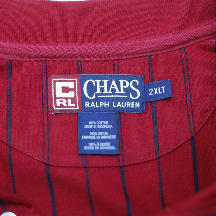 Mens Chaps Ralph Lauren Red Stripe Cotton Short Sleeve Size 2XL