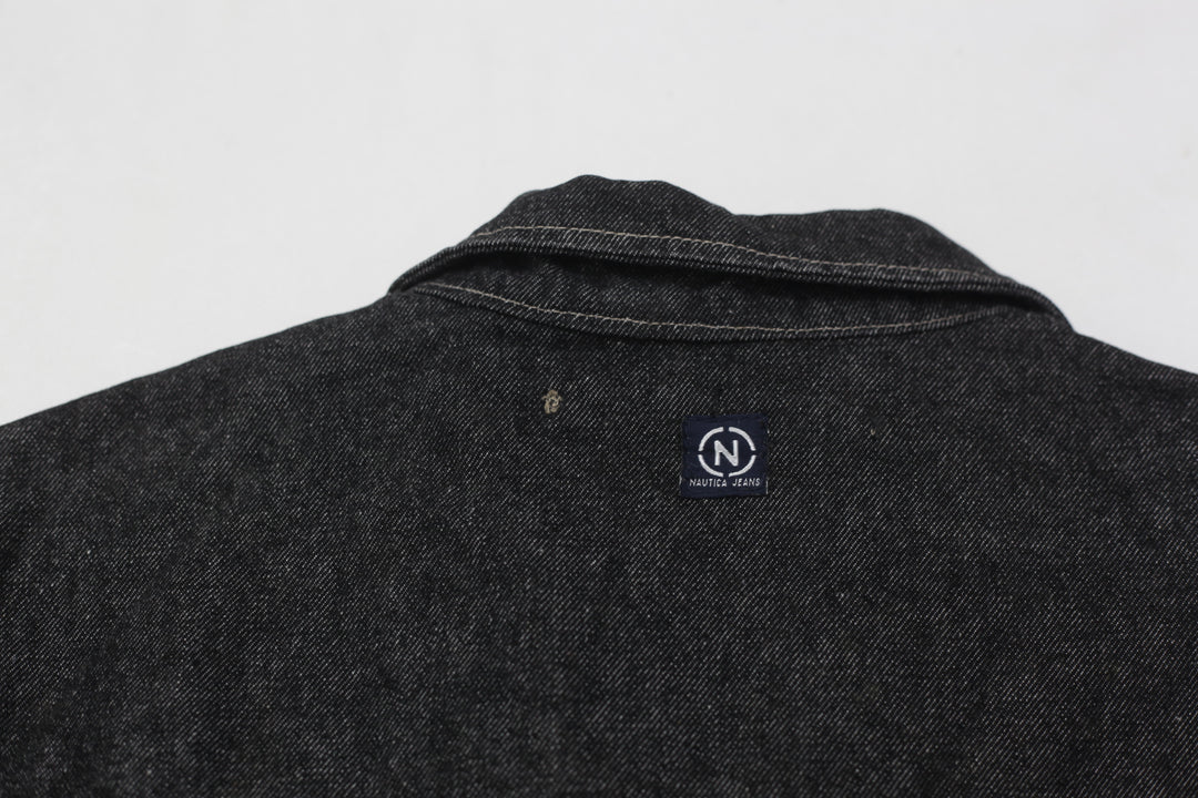 Vintage Nautica Dark Raw Denim Jean Trucker Jacket Mens