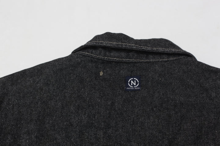 Vintage Nautica Dark Raw Denim Jean Trucker Jacket Mens