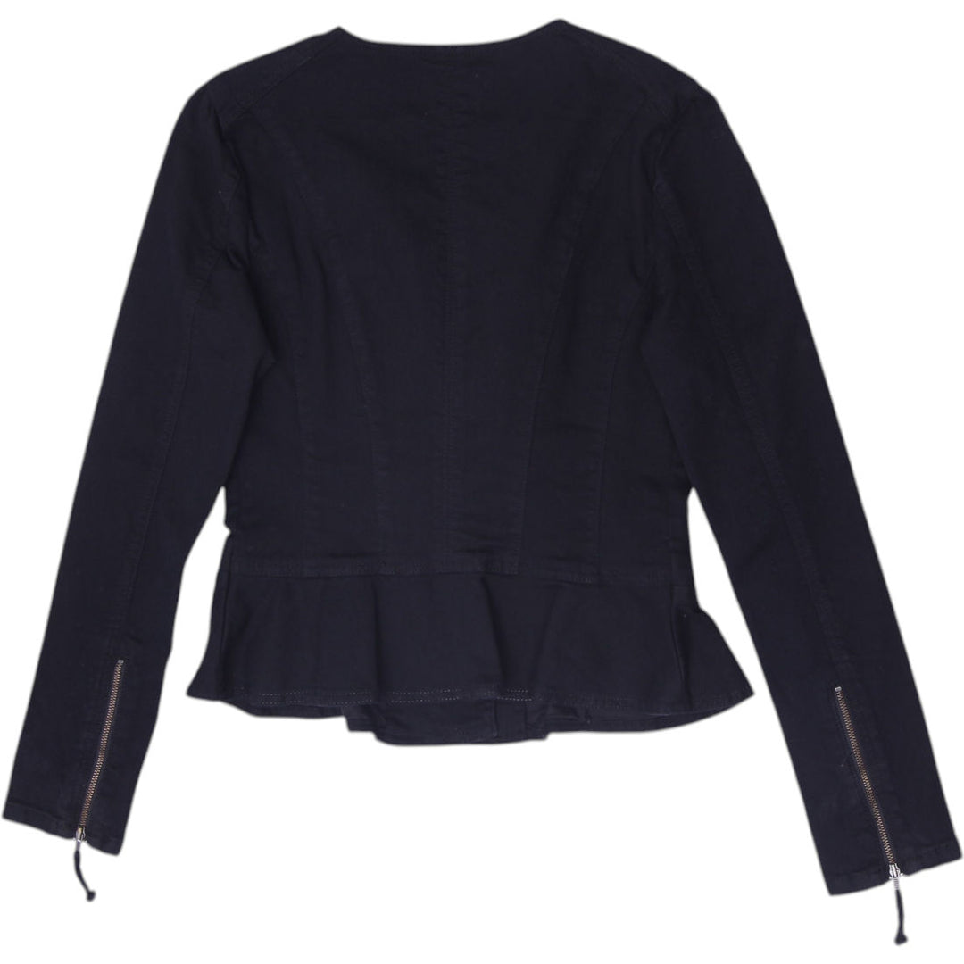 Y2K Ladies Elle Jacket Zipper Peplum Casual Denim Jacket Size s