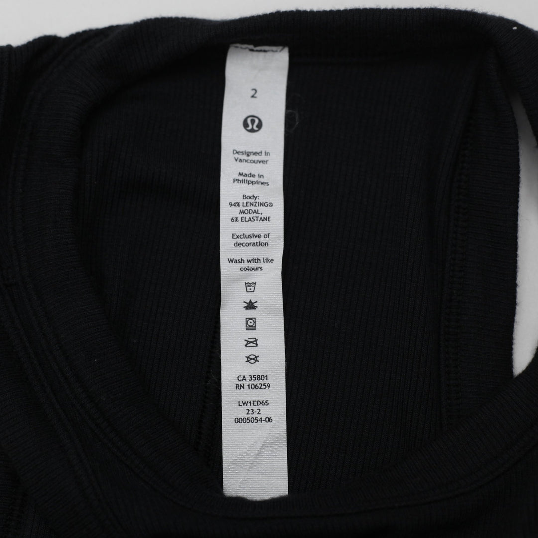 Y2K Ladies Lululemon Ribbed Cut-Out / High-Neck Cropped Tank Top Size 2
