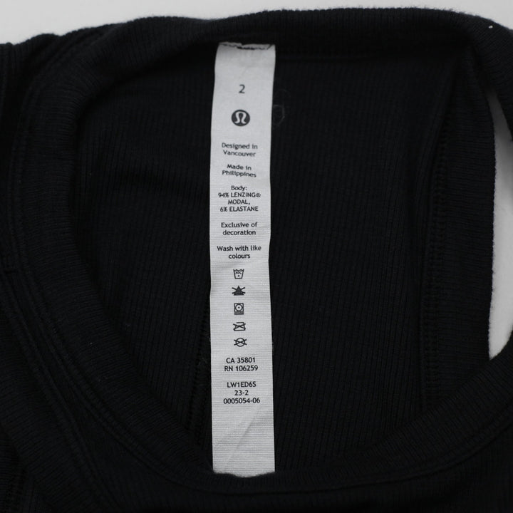 Y2K Ladies Lululemon Ribbed Cut-Out / High-Neck Cropped Tank Top Size 2