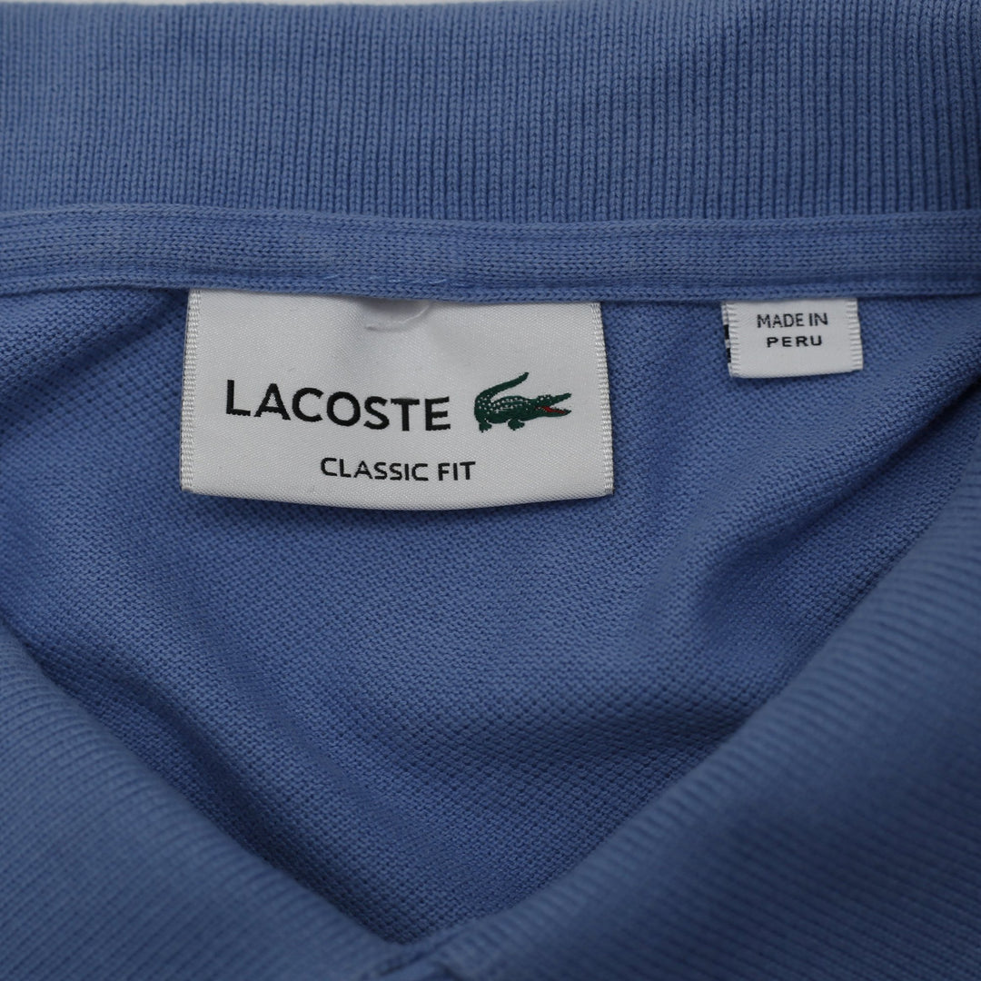 Mens Lacoste Classic Fit Polo Blue Cotton Short Sleeve T-Shirt