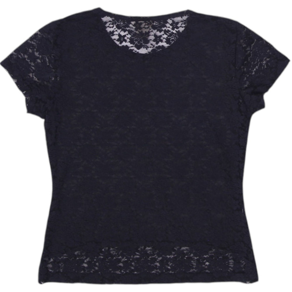 Y2K Ladies Lace Short Sleeve Top Size M | Migration_Y2K Tops - Side View | Fashion Rerun