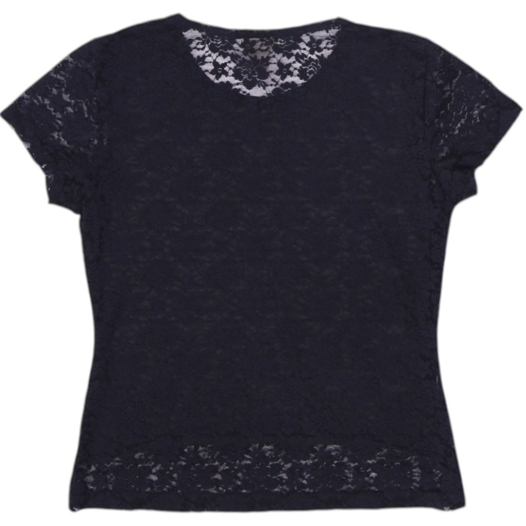 Y2K Ladies Lace Short Sleeve Top Size M | Migration_Y2K Tops - Side View | Fashion Rerun