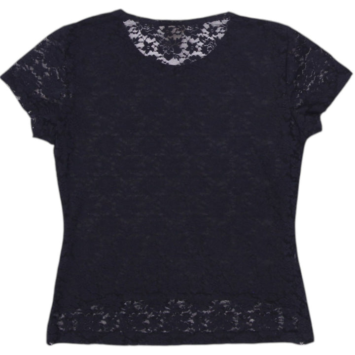 Y2K Ladies Lace Short Sleeve Top Size M | Migration_Y2K Tops - Side View | Fashion Rerun