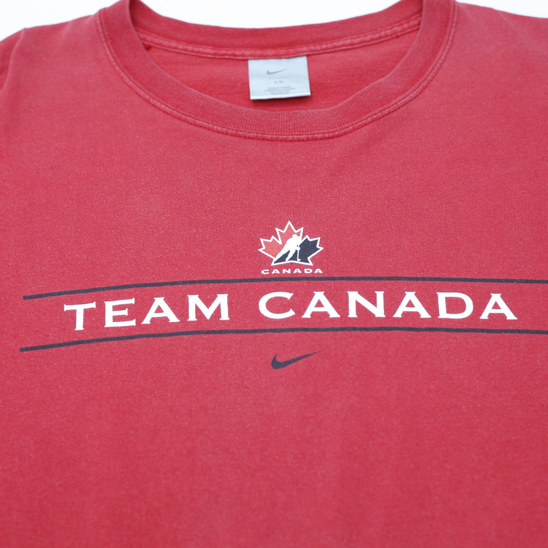 Mens Nike Team Canada T-Shirt Red Graphic Cotton Sports Size L
