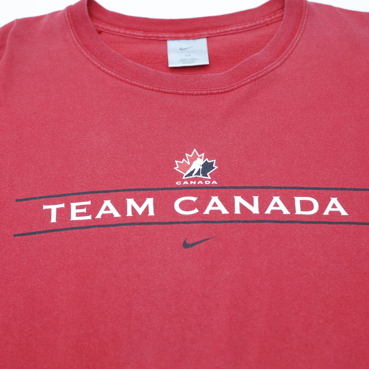 Mens Nike Team Canada T-Shirt Red Graphic Cotton Sports Size L