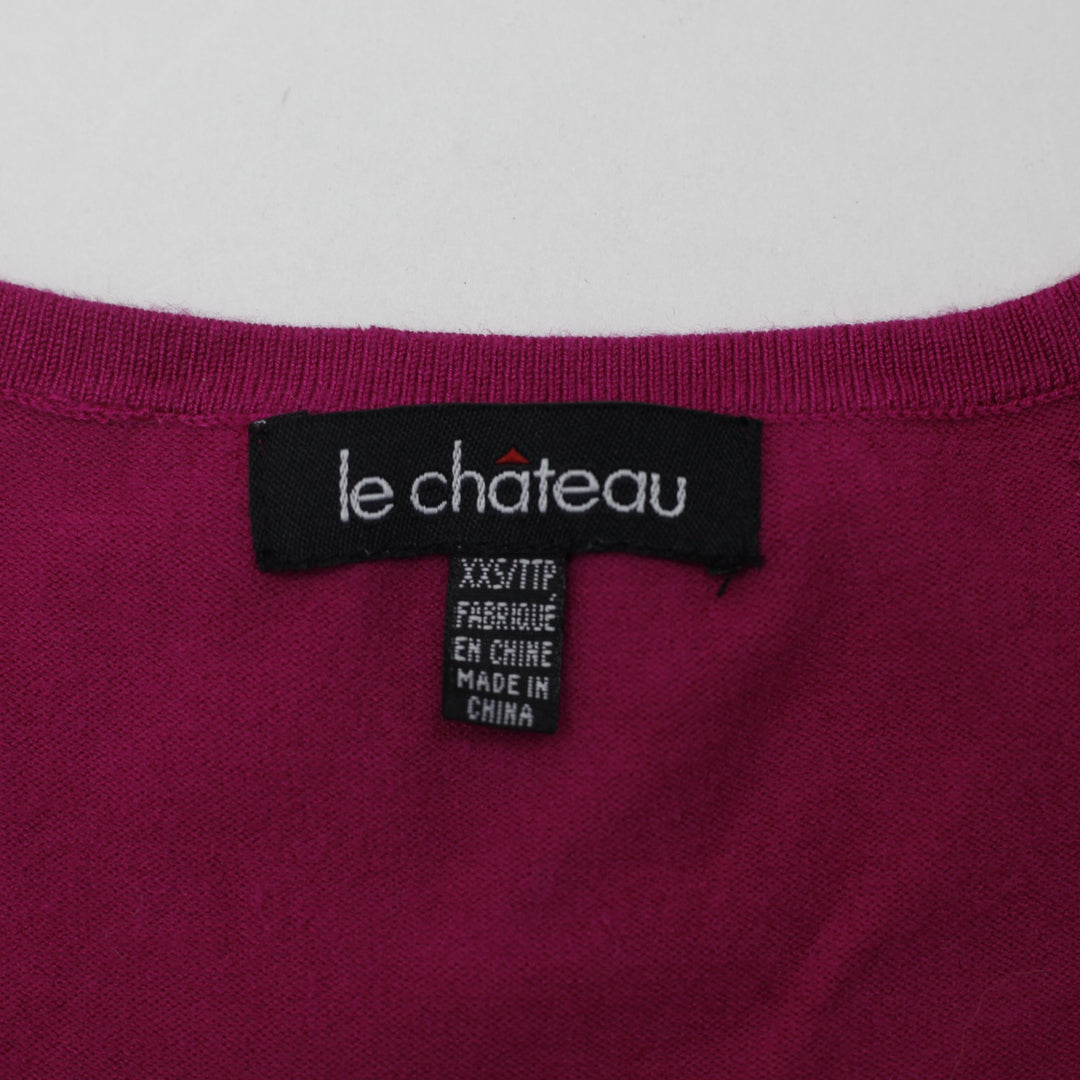 Y2K Ladies Le Chateau Cold Shoulder Ribbed Knit Top Size XS