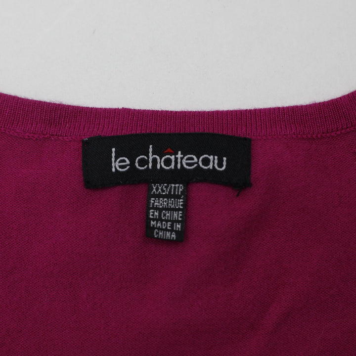 Y2K Ladies Le Chateau Cold Shoulder Ribbed Knit Top Size XS