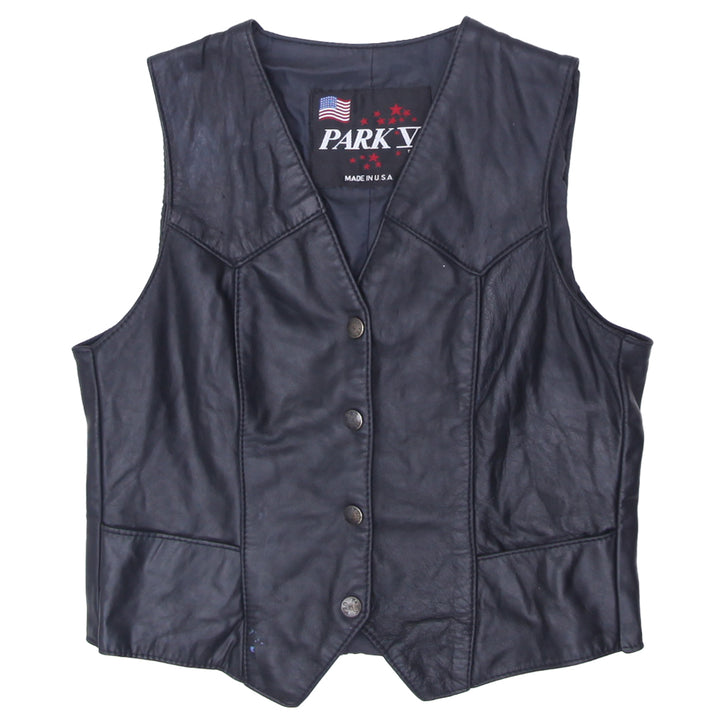 Vintage Park V Leather Vest, Made In USA Black - Fashion Rerun Vintage Migration_Jacket