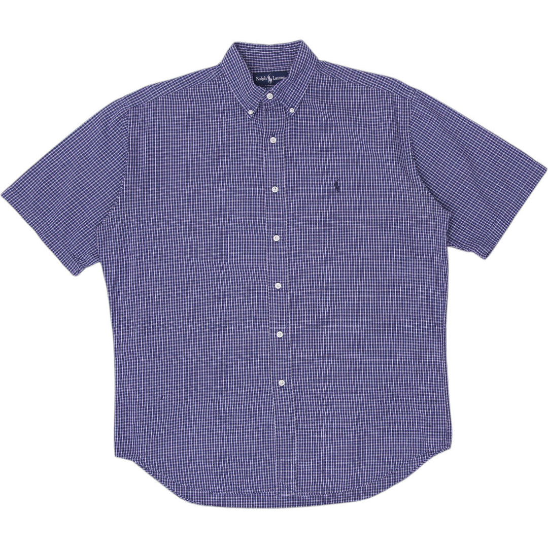 Mens Ralph Lauren Blake Shirt Navy Checkered Cotton Casual
