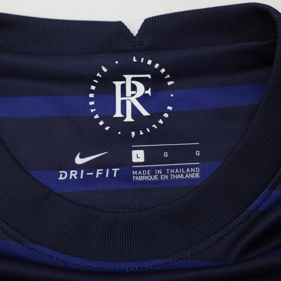 Ladies Nike FFF France 2020 Soccer Navy Striped Jersey L | Migration_Jerseys - Back View | Fashion Rerun