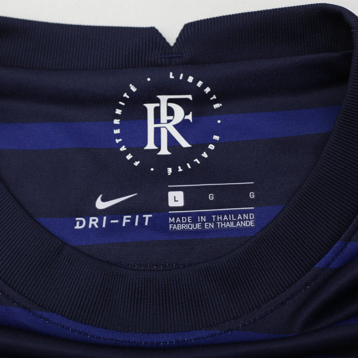 Ladies Nike FFF France 2020 Soccer Navy Striped Jersey L | Migration_Jerseys - Back View | Fashion Rerun