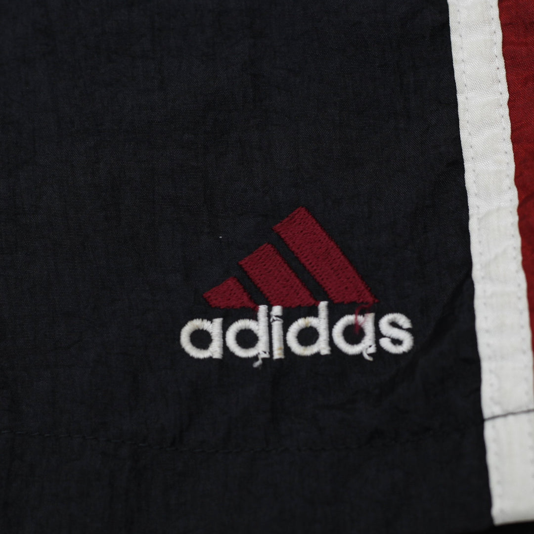 Vintage Adidas Equipment Era Nylon Track Shorts Black White Maroon Stripe Large