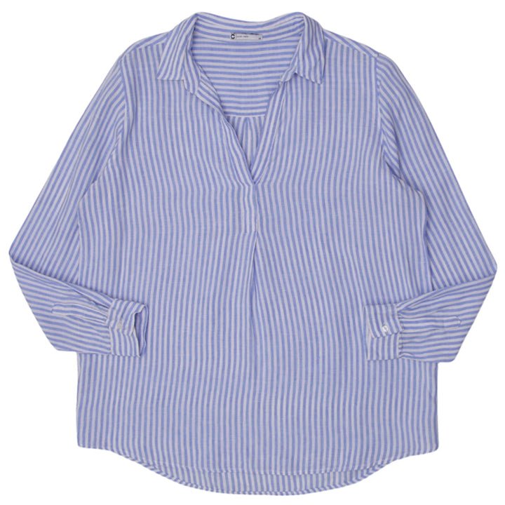 Ladies Stripe Linen Long Sleeve Top