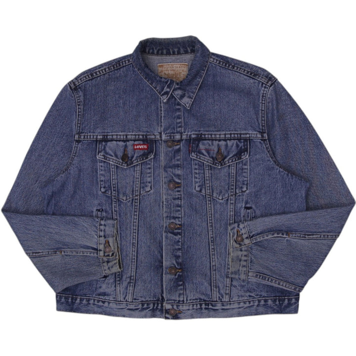 Vintage Levis Trucker Jacket Washed Blue Denim PolyGram Graphic