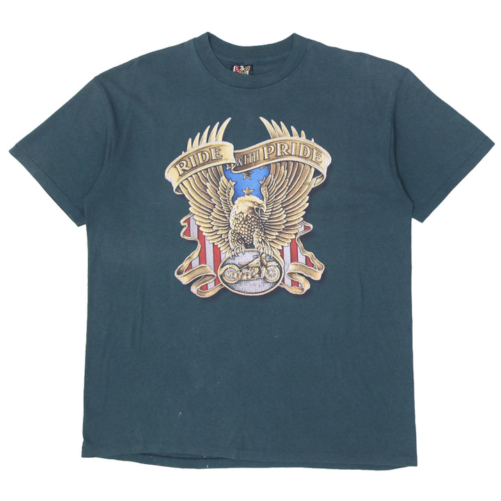 Vintage 3D Emblem Made In USA Ride With Pride Single Stitch T-Shirt