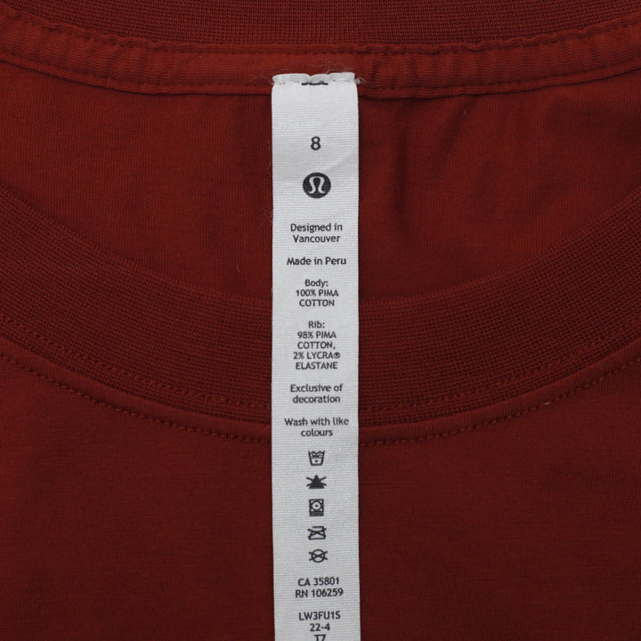 Ladies Lululemon All Yours Tee 100% Pima Cotton Crewneck T-Shirt Size 8