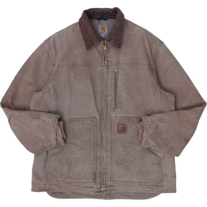 Mens Carhartt Sandstone Ridge Coat Full Zip Distressed Jacket Size L