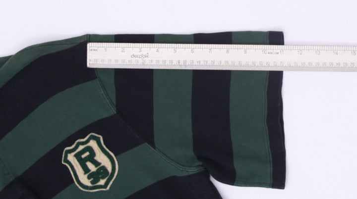 Vintage Mens Polo Ralph Lauren Green Striped Rugby T-Shirt
