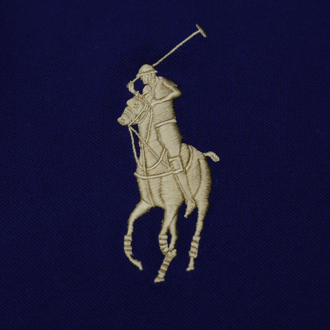 Mens Polo Ralph Lauren Big Pony Crest Sash Polo T-Shirt Navy Blue Size XL