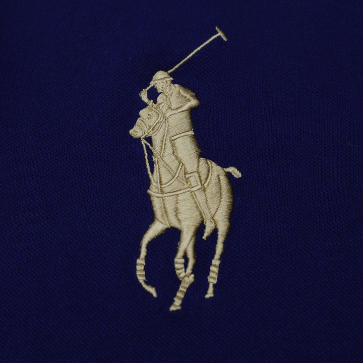 Mens Polo Ralph Lauren Big Pony Crest Sash Polo T-Shirt Navy Blue Size XL