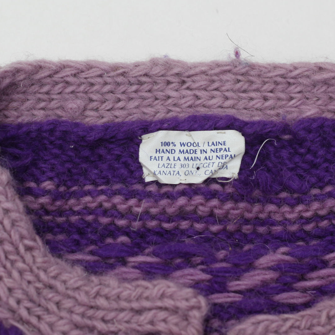 Vintage Hand Made Wool Purple Cardigan Sweater Ladies - Fashion Rerun Vintage Migration_Sweaters