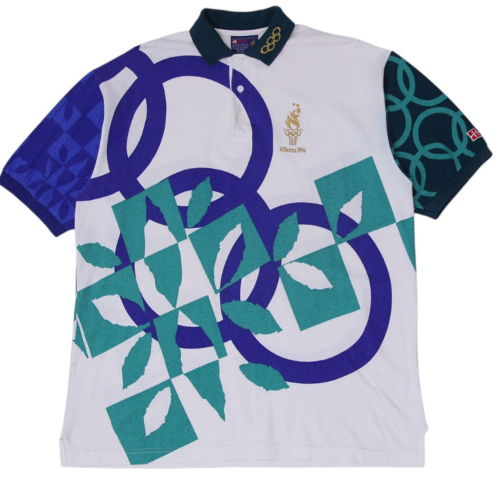 Vintage 1996 Hanes Olympic Games Polo T-Shirt Made in USA Size XL | Migration_T-Shirts | Fashion Rerun