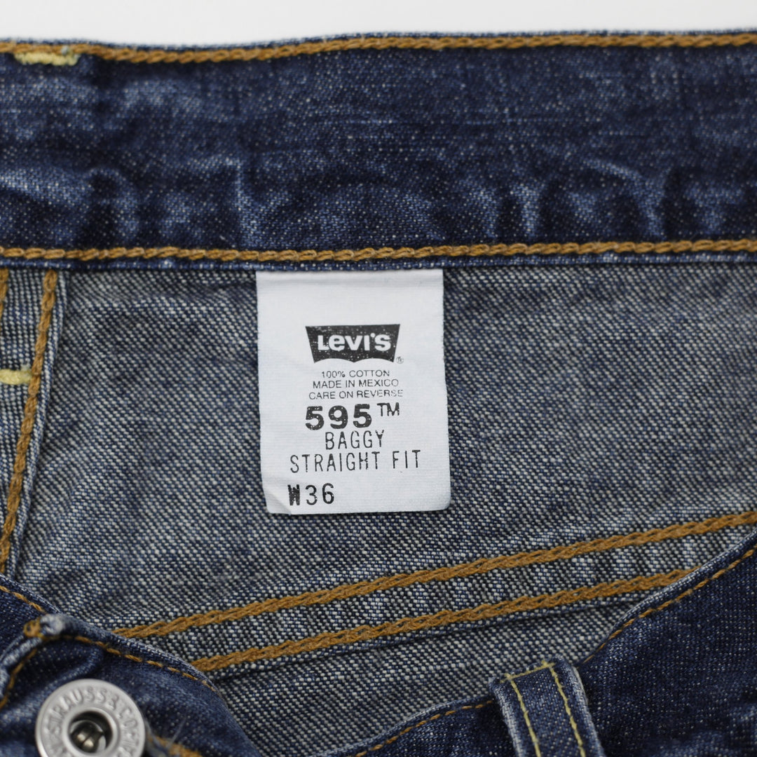 Levis 595 Washed Blue Baggy Straight Fit Denim Size 36