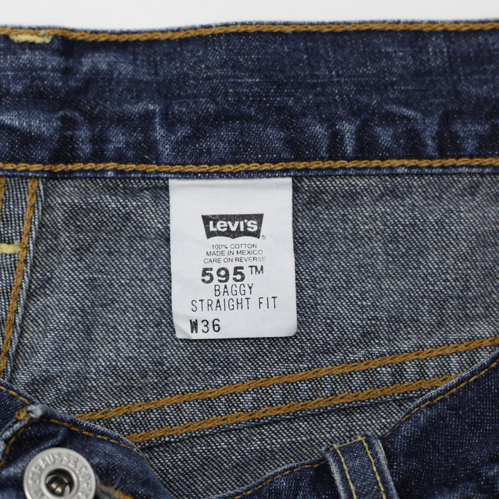 Levis 595 Washed Blue Baggy Straight Fit Denim Size 36