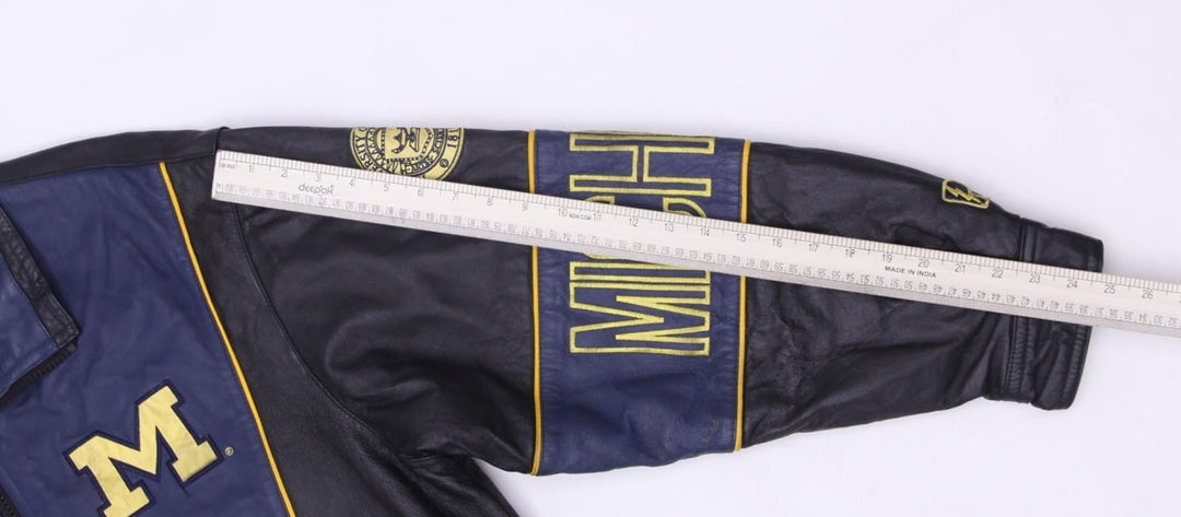 Vintage Pro Player University of Michigan Wolverines Full Zip Leather Jacket L